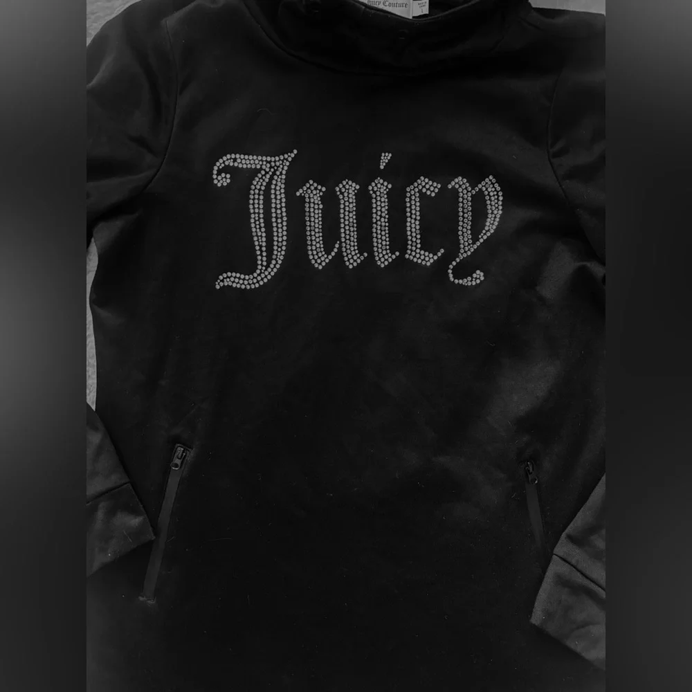 Juicy Couture Black Long Sleeve Hooded Dress Rhinestone Juicy Logo Large
